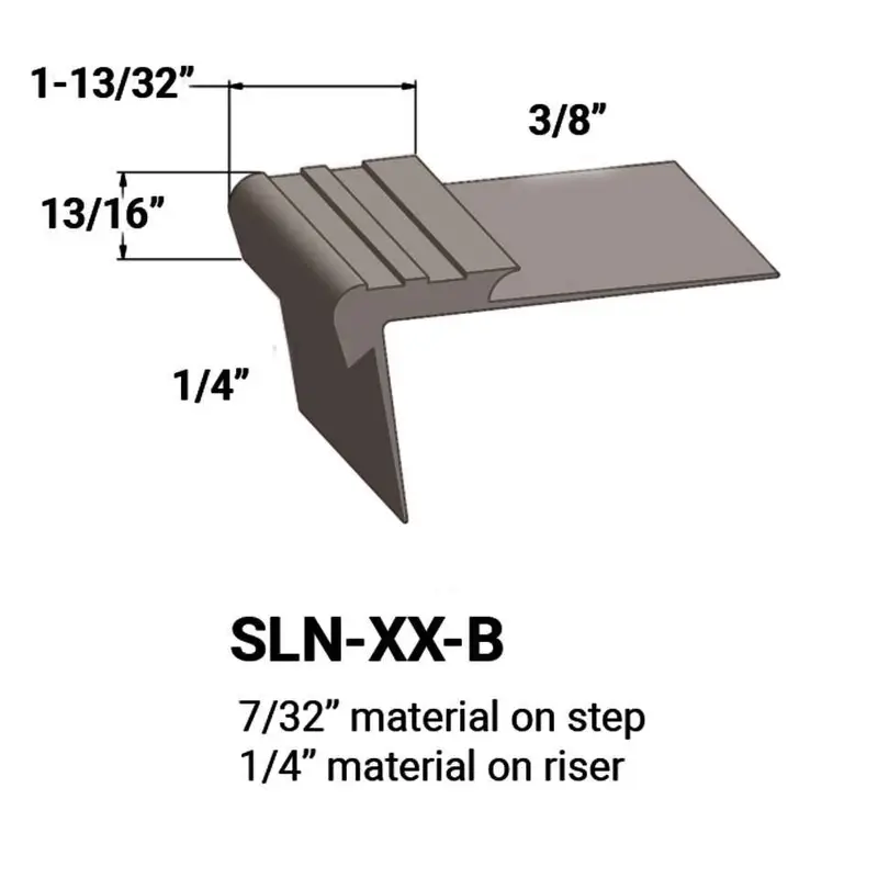 Tarkett - Slim Line Vinyl Stair Nosings - SLN 176 B for 7/32" Material on Step to 1/4" Material on Riser #176 Brass 12'