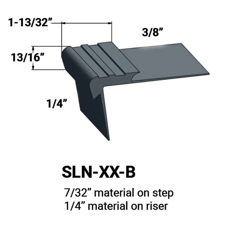 Tarkett - Slim Line Vinyl Stair Nosings - SLN 18 B for 7/32" Material on Step to 1/4" Material on Riser #18 Navy Blue 12'