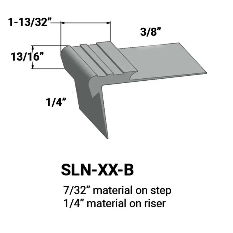 Tarkett - Slim Line Vinyl Stair Nosings - SLN 21 B for 7/32" Material on Step to 1/4" Material on Riser #21 Platinum 12'