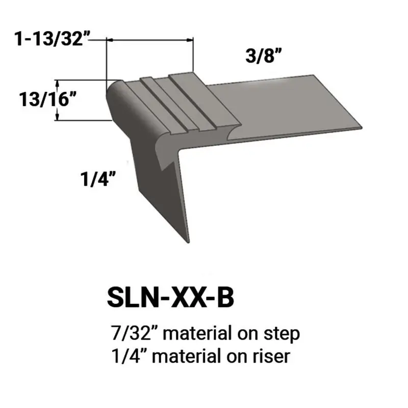 Tarkett - Slim Line Vinyl Stair Nosings - SLN 32 B for 7/32" Material on Step to 1/4" Material on Riser #32 Pebble 12'