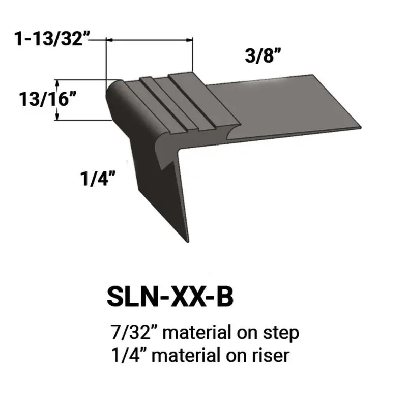 Tarkett - Slim Line Vinyl Stair Nosings - SLN 47 B for 7/32" Material on Step to 1/4" Material on Riser #47 Brown 12'