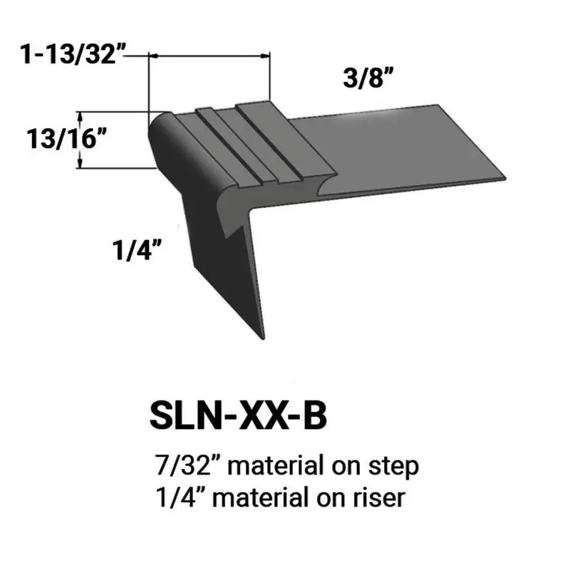 Tarkett - Slim Line Vinyl Stair Nosings - SLN 63 B for 7/32" Material on Step to 1/4" Material on Riser #63 Burnt Umber 12'