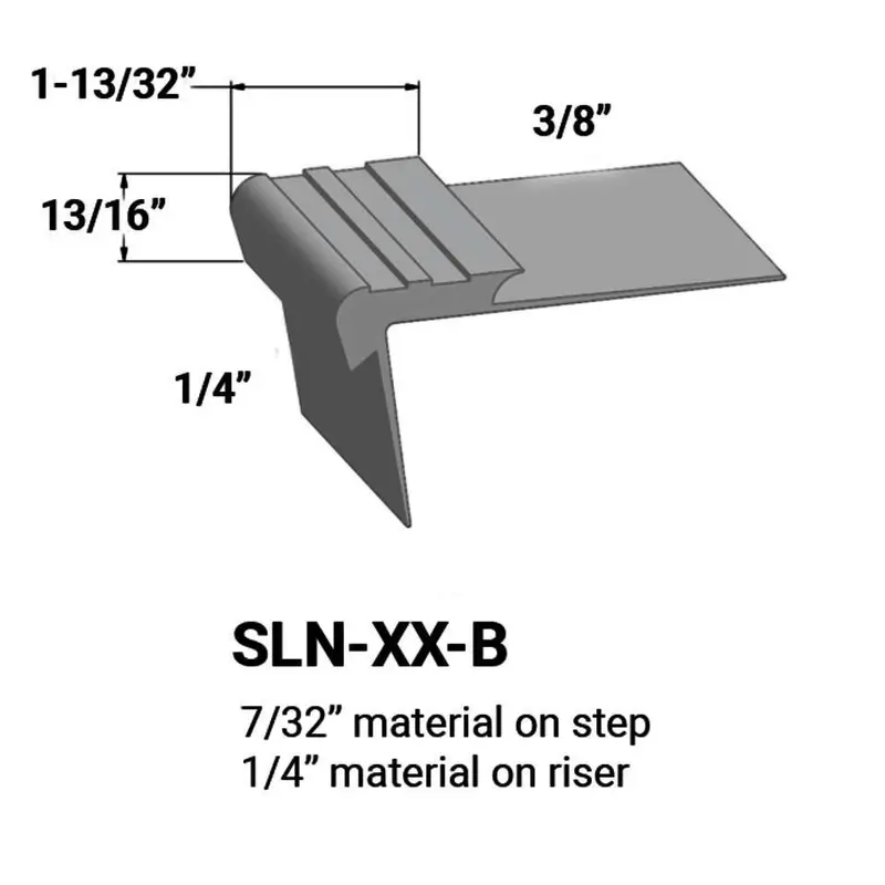 Tarkett - Slim Line Vinyl Stair Nosings - SLN 69 B for 7/32" Material on Step to 1/4" Material on Riser #69 Sterling Silver 12'