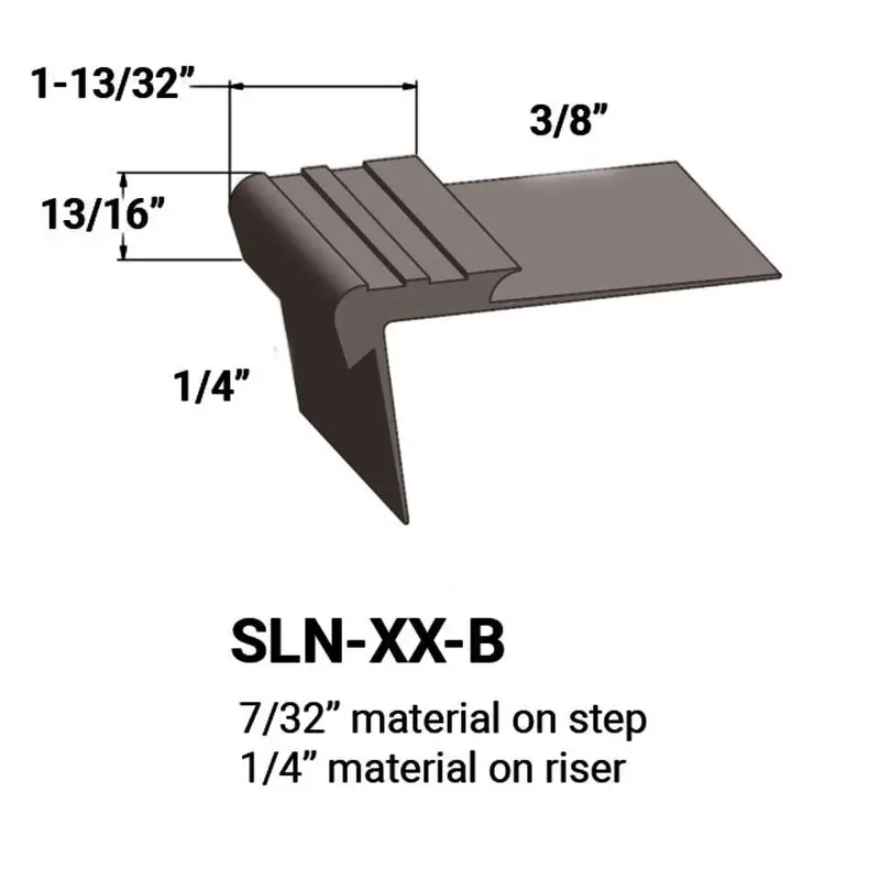 Tarkett - Slim Line Vinyl Stair Nosings - SLN 76 B for 7/32" Material on Step to 1/4" Material on Riser #76 Cinnamon 12'