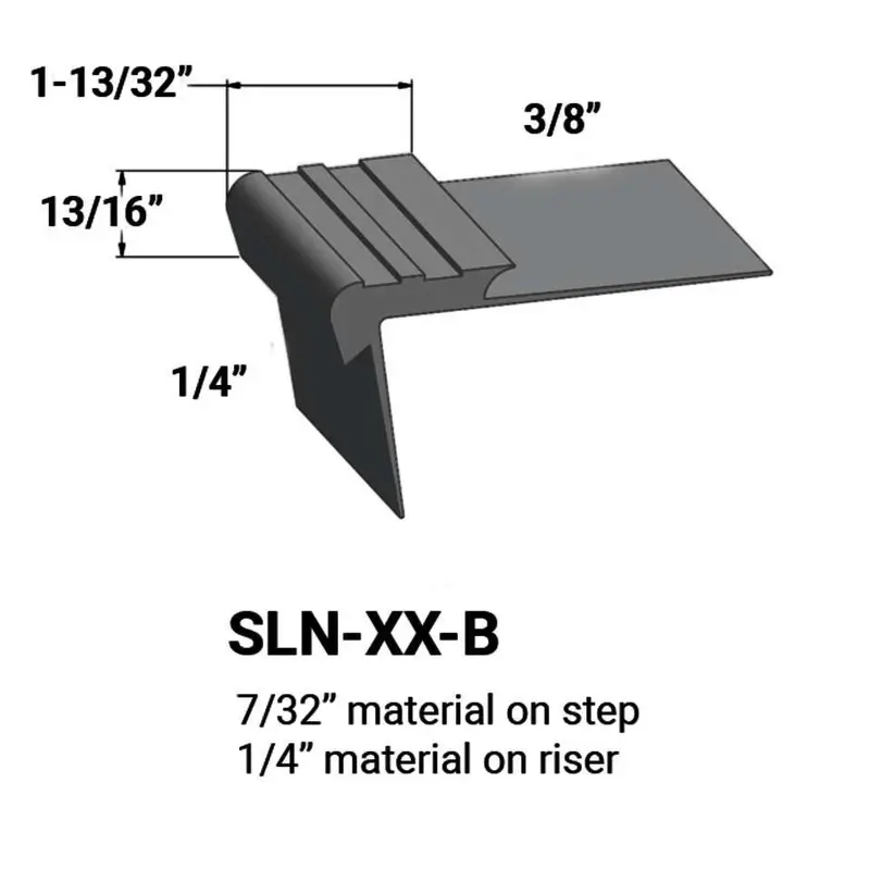 Tarkett - Slim Line Vinyl Stair Nosings - SLN 178 B for 7/32" Material on Step to 1/4" Material on Riser #178 Ironstone 12'