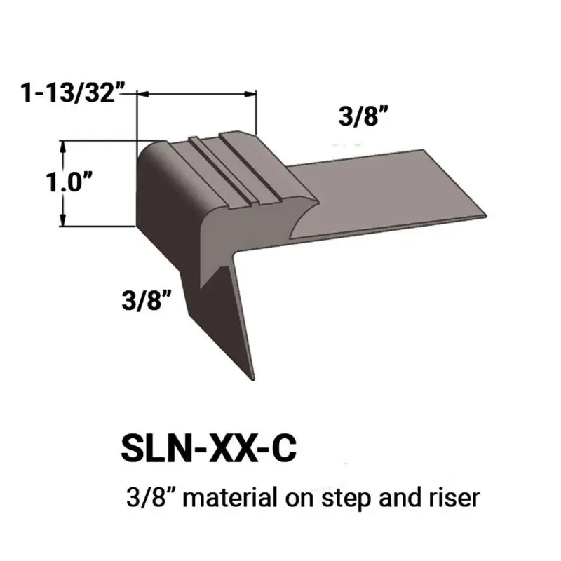 Tarkett - Slim Line Vinyl Stair Nosings - SLN 176 C for 3/8" to 3/8" Materials on Step and Riser #176 Brass 12'
