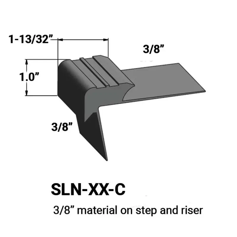 Tarkett - Slim Line Vinyl Stair Nosings - SLN 178 C for 3/8" to 3/8" Materials on Step and Riser #178 Ironstone 12'