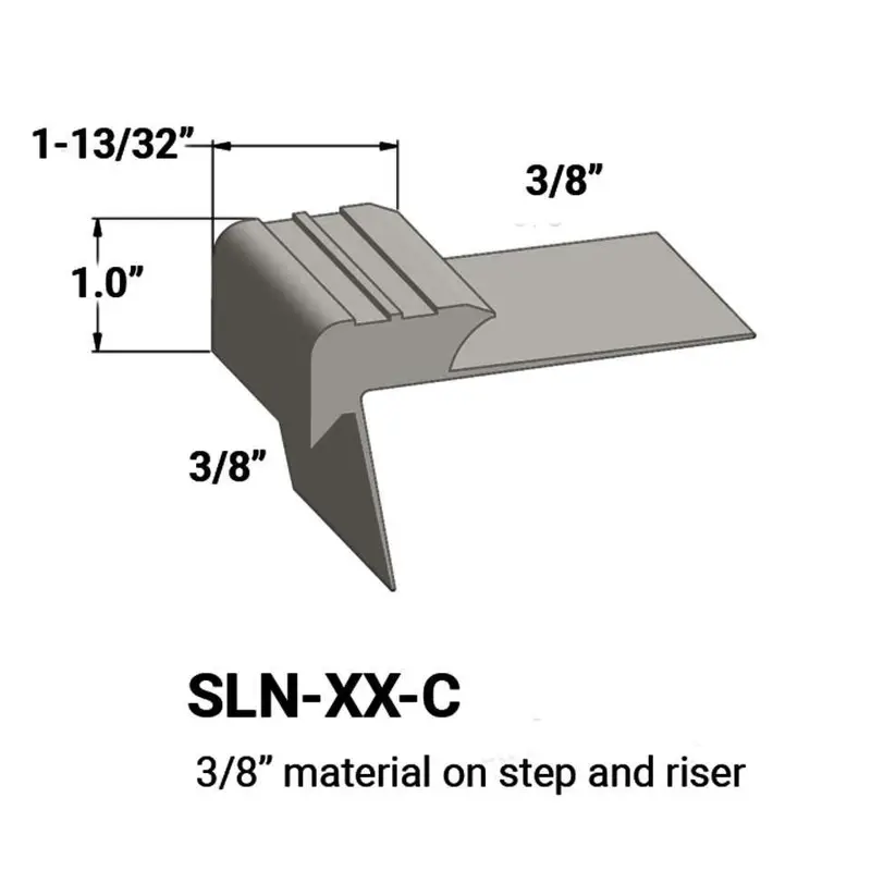 Tarkett - Slim Line Vinyl Stair Nosings - SLN 24 C for 3/8" to 3/8" Materials on Step and Riser #24 Grey Haze 12'