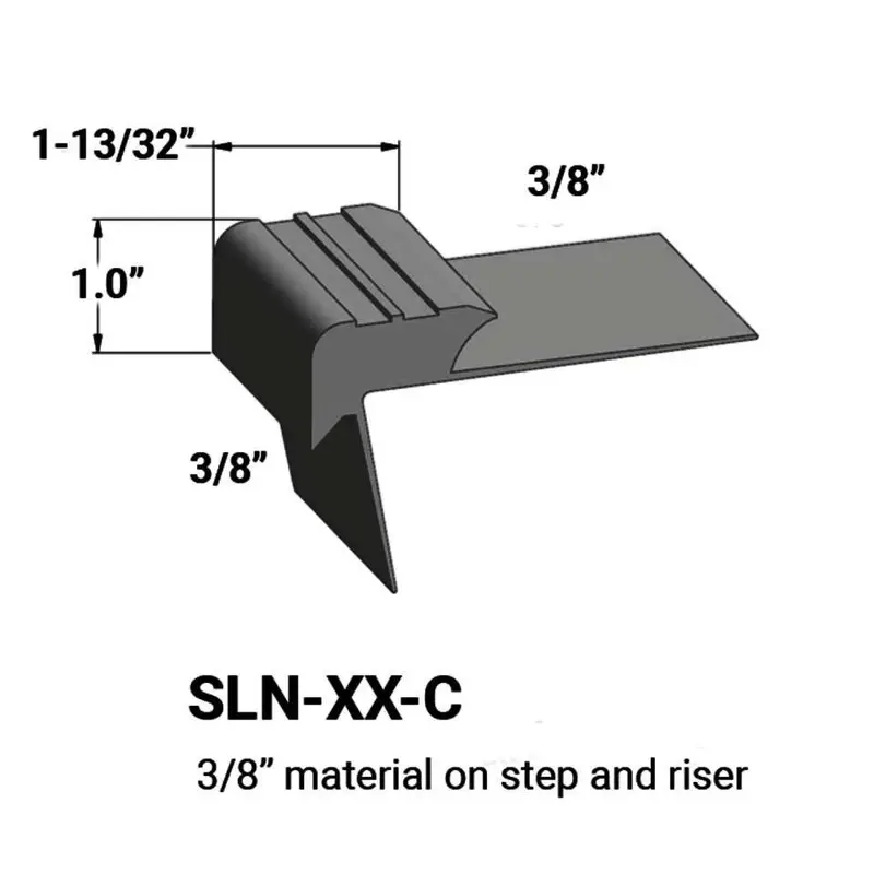 Tarkett - Slim Line Vinyl Stair Nosings - SLN 63 C for 3/8" to 3/8" Materials on Step and Riser #63 Burnt Umber 12'