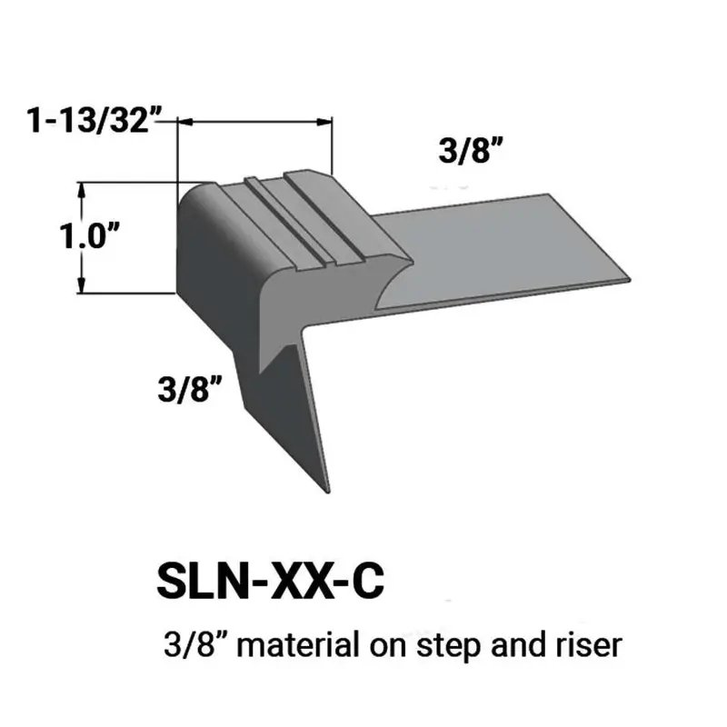 Tarkett - Slim Line Vinyl Stair Nosings - SLN 69 C for 3/8" to 3/8" Materials on Step and Riser #69 Sterling Silver 12'