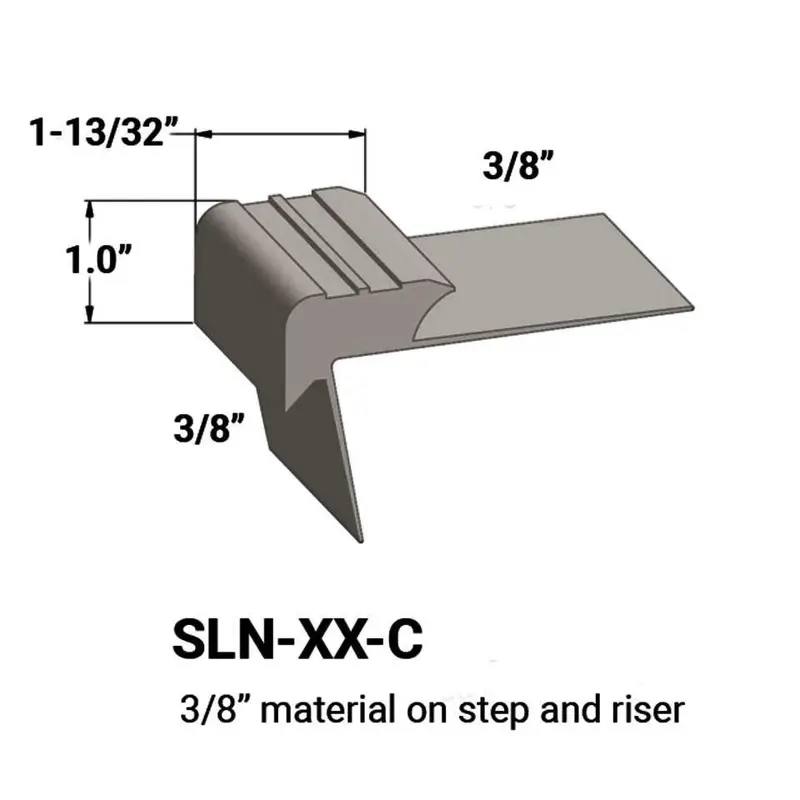 Tarkett - Slim Line Vinyl Stair Nosings - SLN 31 C for 3/8" to 3/8" Materials on Step and Riser #31 Zephir 12'