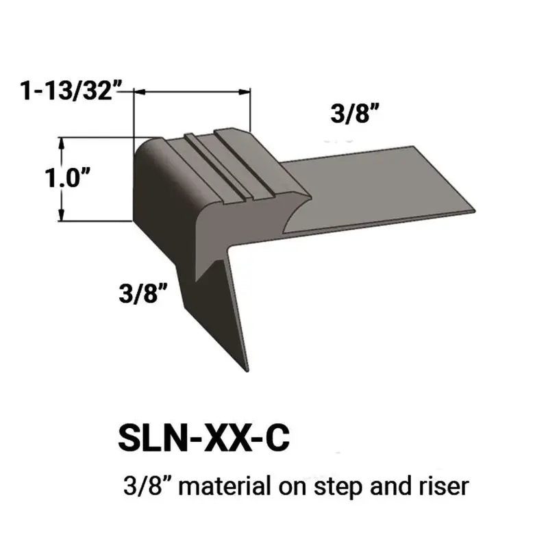 Tarkett - Slim Line Vinyl Stair Nosings - SLN 283 C for 3/8" to 3/8" Materials on Step and Riser #283 Toast 12'