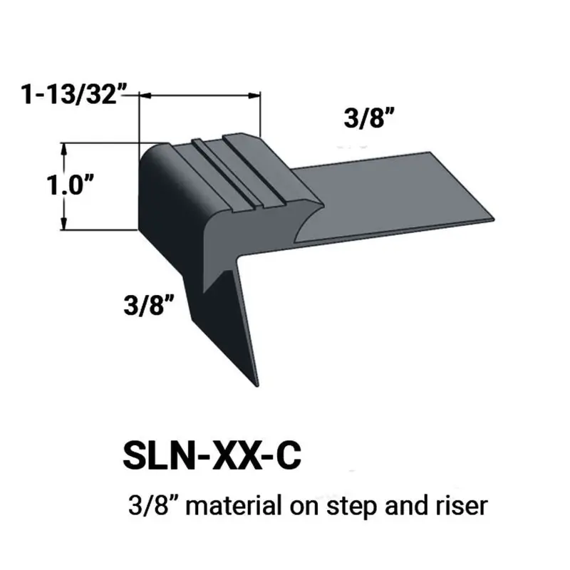 Tarkett - Slim Line Vinyl Stair Nosings - SLN 18 C for 3/8" to 3/8" Materials on Step and Riser #18 Navy Blue 12'