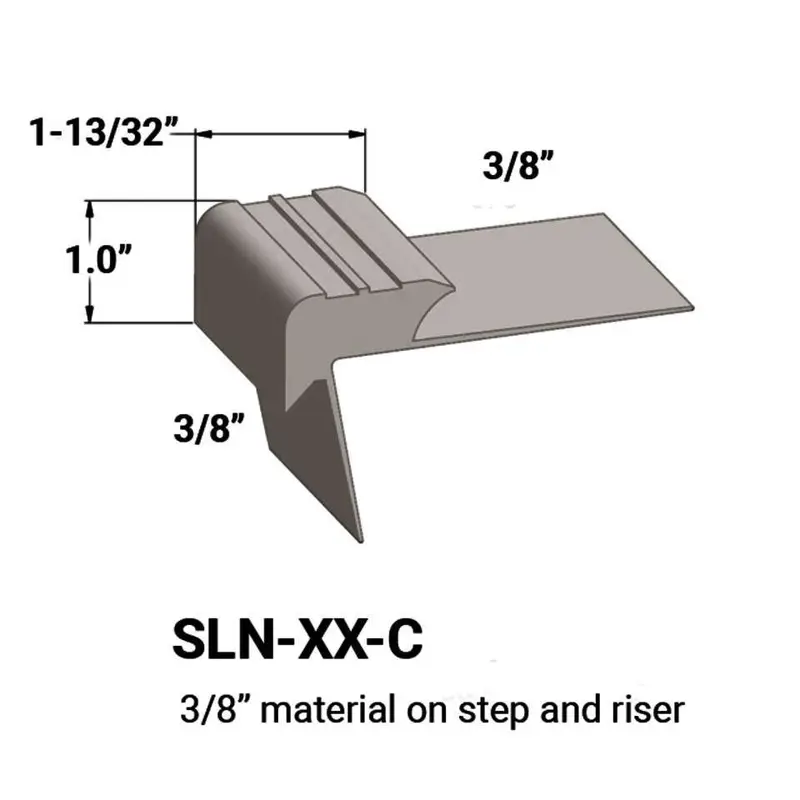 Tarkett - Slim Line Vinyl Stair Nosings - SLN 22 C for 3/8" to 3/8" Materials on Step and Riser #22 Pearl 12'