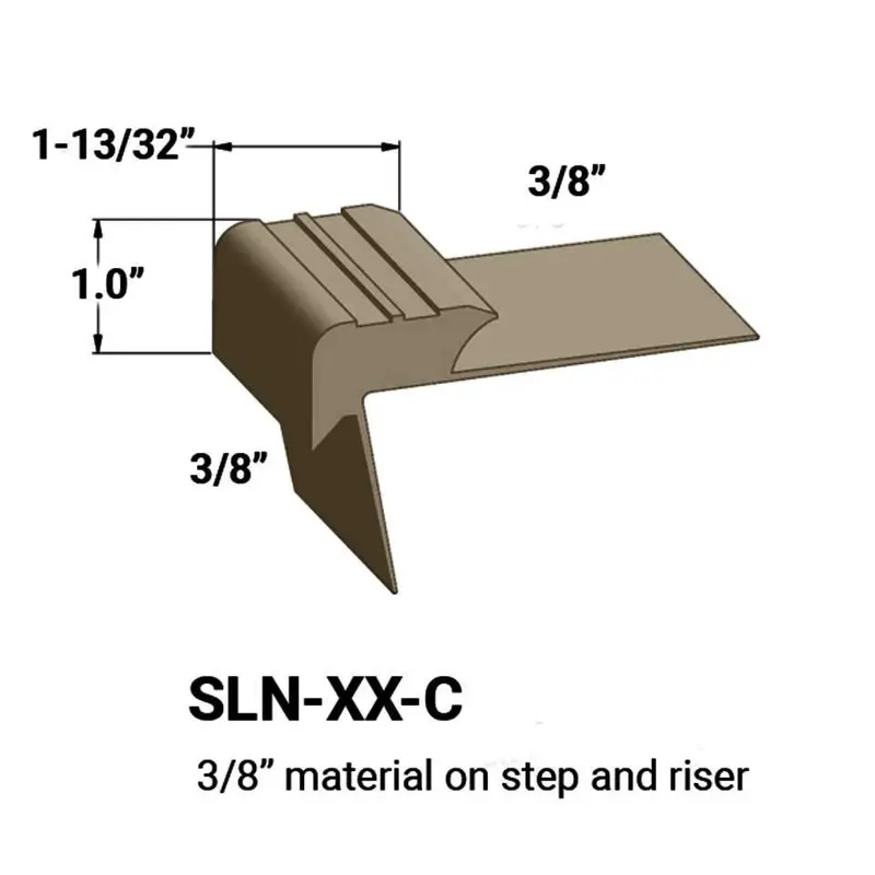 Tarkett - Slim Line Vinyl Stair Nosings - SLN 67 C for 3/8" to 3/8" Materials on Step and Riser #67 Old Gold 12'