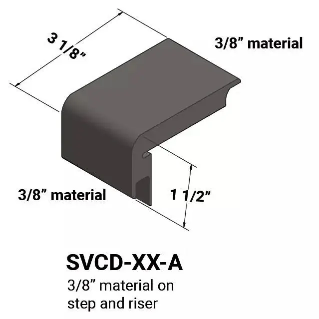 Tarkett - Vinyl Stair Nosings - SVCD 167 A for 3/8" Materials on Step and Riser #167 Fudge 12'