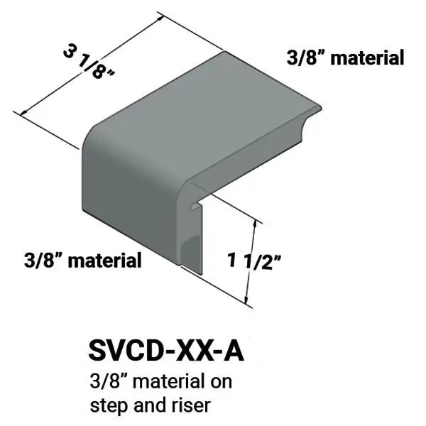 Tarkett - Vinyl Stair Nosings - SVCD 28 A for 3/8" Materials on Step and Riser #28 Medium Grey 12'