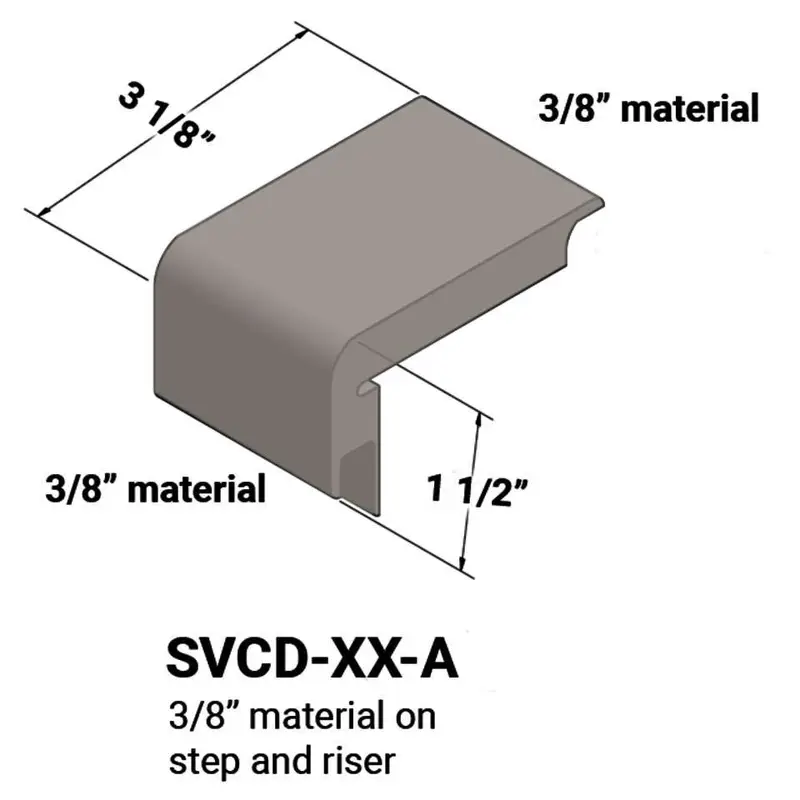 Tarkett - Vinyl Stair Nosings - SVCD 32 A for 3/8" Materials on Step and Riser #32 Pebble 12'