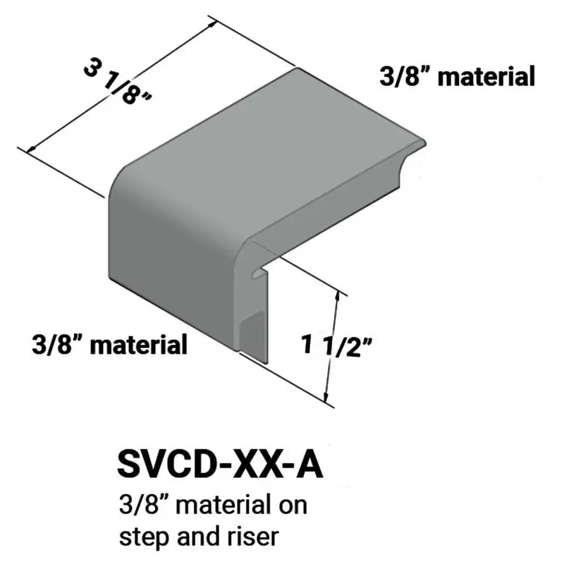 Tarkett - Vinyl Stair Nosings - SVCD 38 A for 3/8" Materials on Step and Riser #38 Pewter 12'