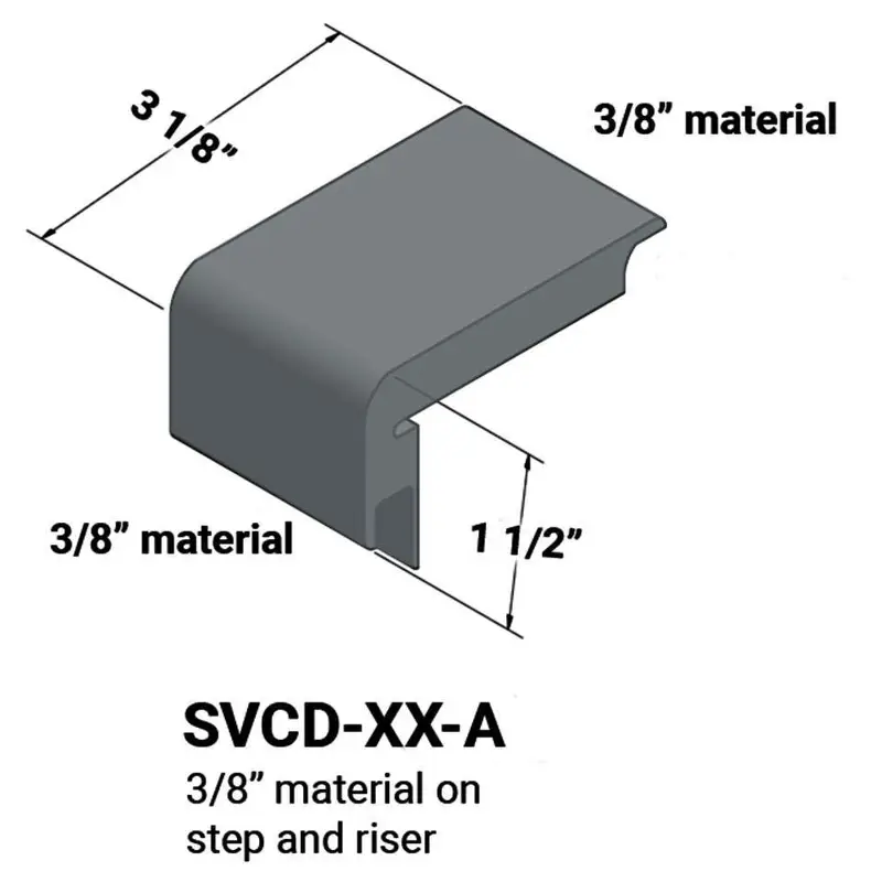 Tarkett - Vinyl Stair Nosings - SVCD 71 A for 3/8" Materials on Step and Riser #71 Storm Cloud 12'