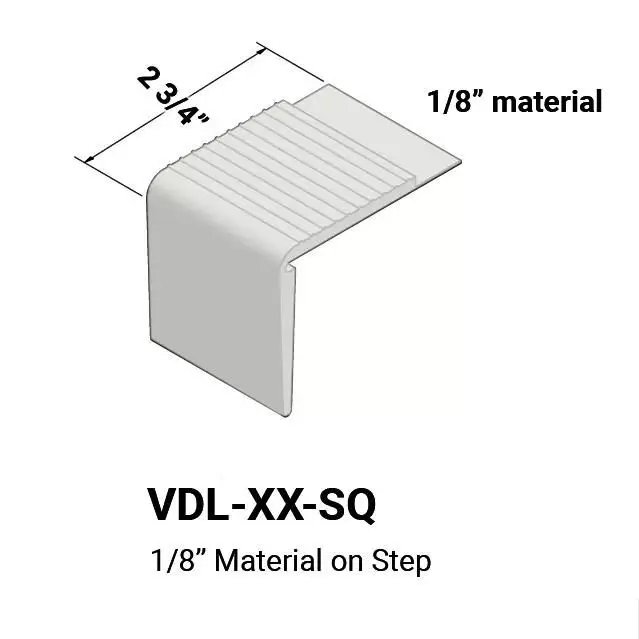 Tarkett - Vinyl Stair Nosings - VDL 08 SQ for 1/8" Material on Step with Square Nose - #08 Icicle 12'