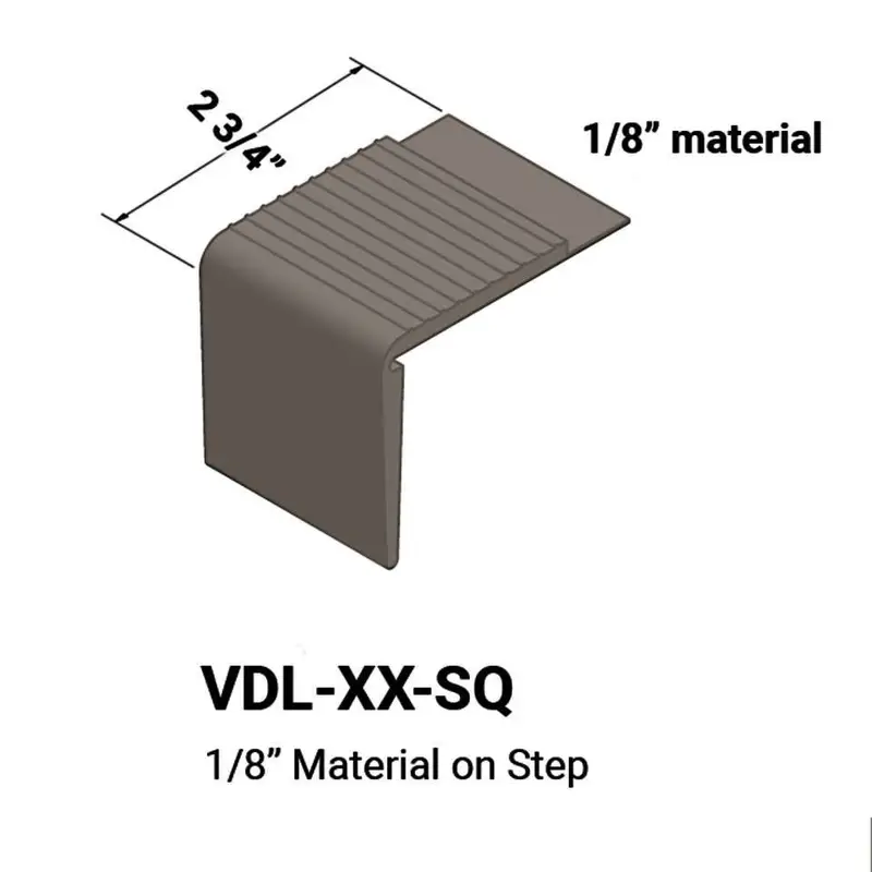 Tarkett - Vinyl Stair Nosings - VDL 283 SQ for 1/8" Material on Step with Square Nose - #283 Toast 12'
