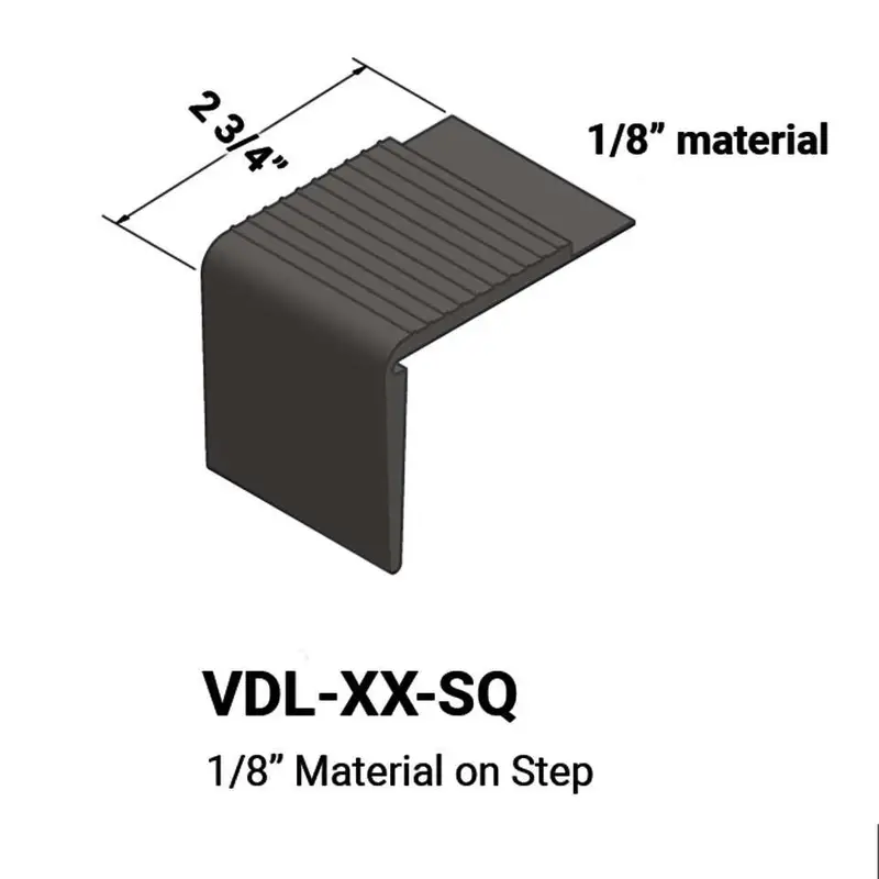 Tarkett - Vinyl Stair Nosings - VDL 44 SQ for 1/8" Material on Step with Square Nose - #44 Dark Brown 12'