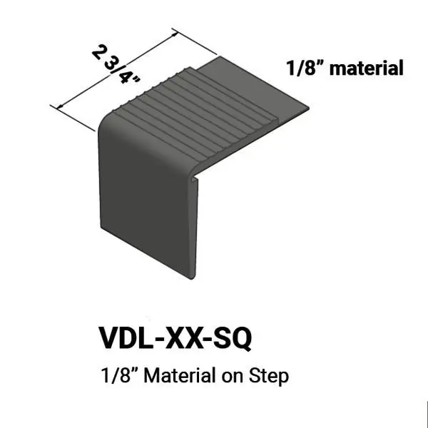 Tarkett - Vinyl Stair Nosings - VDL TA4 SQ for 1/8" Material on Step with Square Nose - #TA4 Gateway 12'