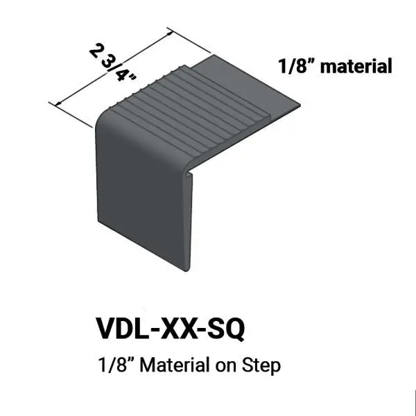 Tarkett - Vinyl Stair Nosings - VDL TA6 SQ for 1/8" Material on Step with Square Nose - #TA6 Bedrock 12'
