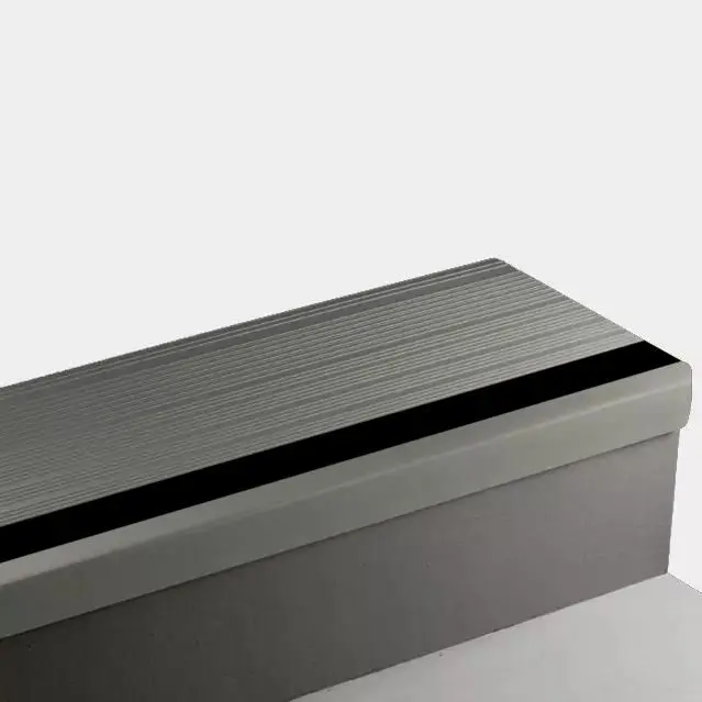 Tarkett - Vinyl Stair Treads - VIHD 71 SQ Heavy Duty Square Nose #71 Storm Cloud with 40 Black Rubber Insert 144" (Pack of 5)