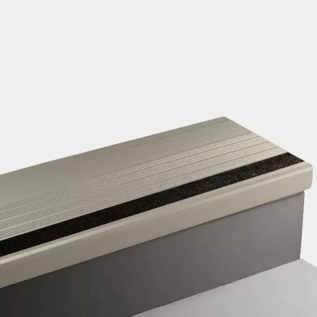 Tarkett - Vinyl Stair Treads - VIHT 24 RD Safe-T-Rib Round Nose #24 Grey Haze with Black Grit Tape Insert 48"