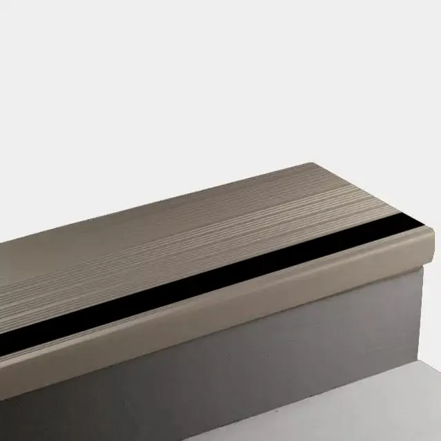Tarkett - Vinyl Stair Treads - VIHT TA8 SQ Safe-T-Rib Square Nose #TA8 Welsh Castle with Black Grit Tape Insert 48"