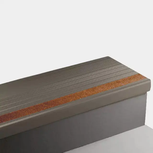 Tarkett - Vinyl Stair Treads - VIHT TB1 SQ Safe-T-Rib Square Nose #TB1 Peppercorn with Yellow Grit Tape Insert 48"
