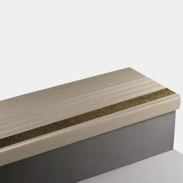 Tarkett - Vinyl Stair Treads - VIHT 11 SQ Safe-T-Rib Square Nose #11 Canvas with Brown Grit Tape Insert 72"