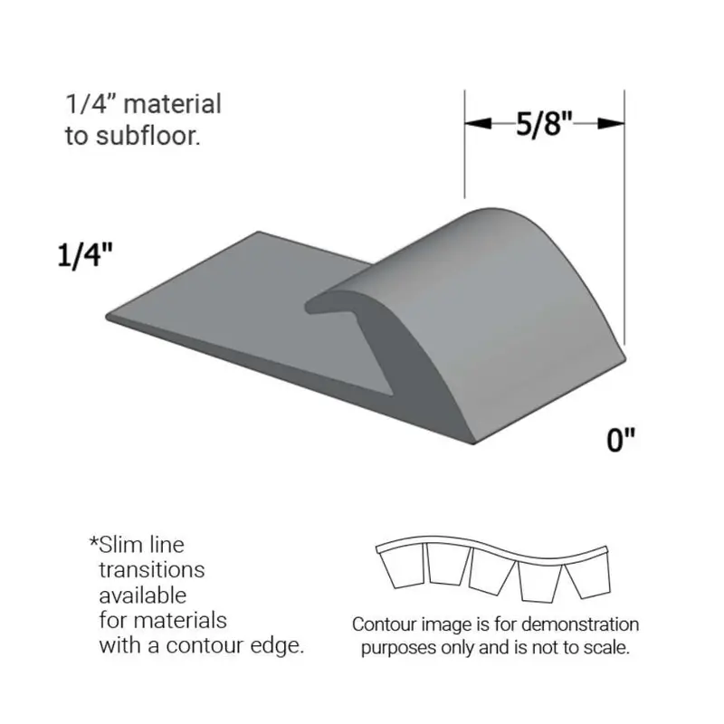 Tarkett - Slim Line Transitions - SLTC 69 L for 1/4" Material to Floor with Contour #69 Sterling Silver 12'