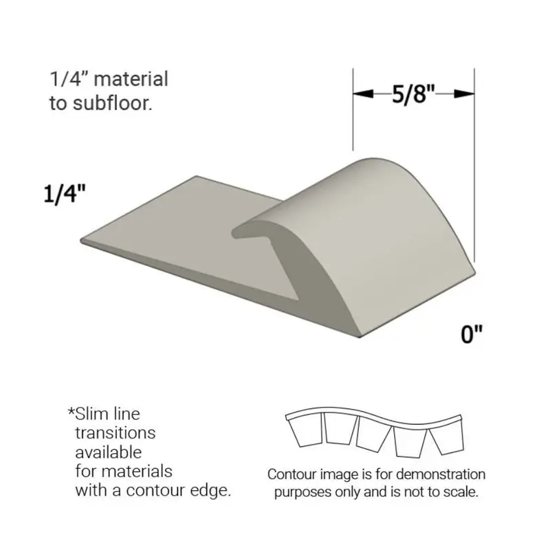 Tarkett - Slim Line Transitions - SLTC 77 L for 1/4" Material to Floor with Contour #77 White Pearl 12'