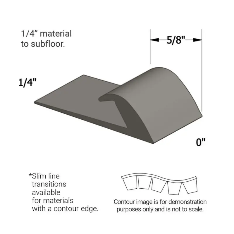 Tarkett - Slim Line Transitions - SLTC 179 L for 1/4" Material to Floor with Contour #179 Steel 12'