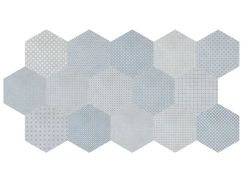 8.5" Hexagon Tapestri Denim B Matte Silk