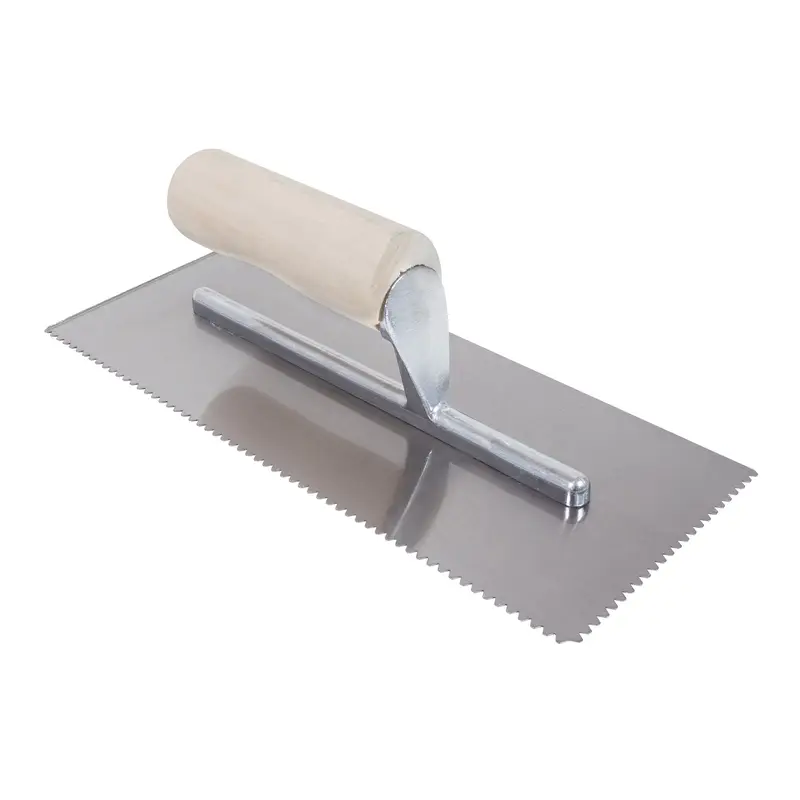 Roberts - 11" x 1/8" x 1/16" Flat Top V-Notch Pro Flooring Trowel with Wood Handle