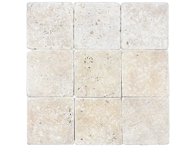 Anatolia - Natural Stone Mosaic Ivory White Tumbled - 4" x 4"