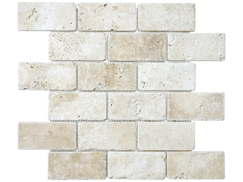Anatolia - 2 X 4 Tumbled White Trav. Brick Mosaic