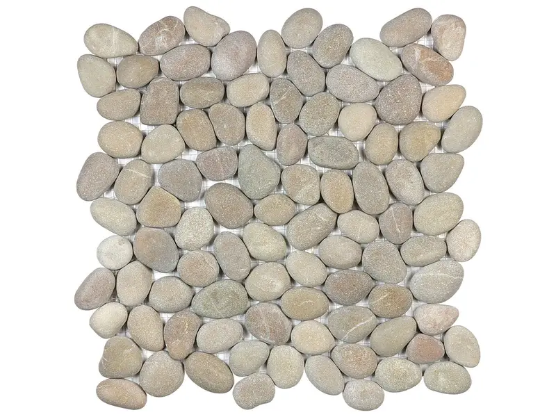 Anatolia - Natural Stone Mosaic Zen Driftwood Tan Pebble Matte 12" x 12"
