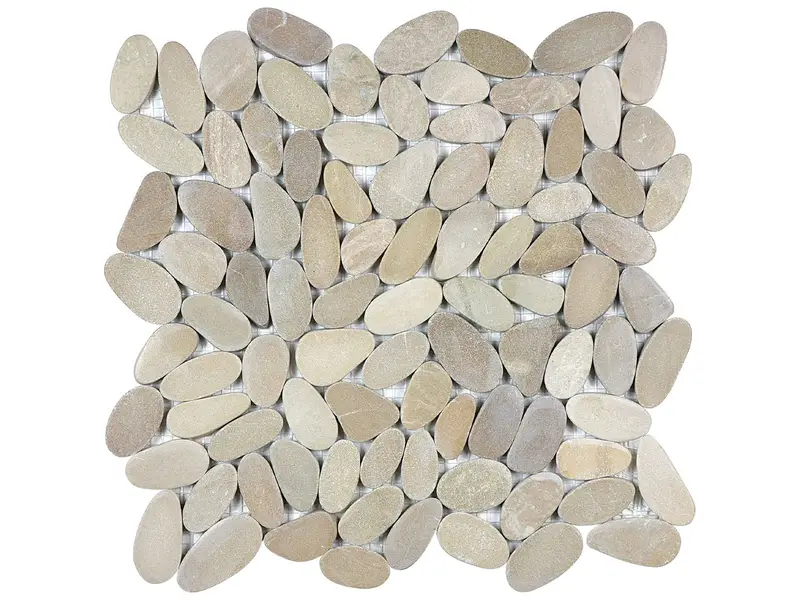 Anatolia - Natural Stone Mosaic Zen Driftwood Tan Flat Pebble Matte 12" x 12"