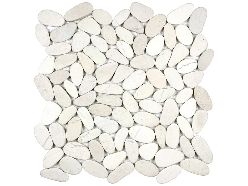Anatolia - Natural Stone Mosaic Zen Serenity Ivory Flat Pebble Matte 12" x 12"