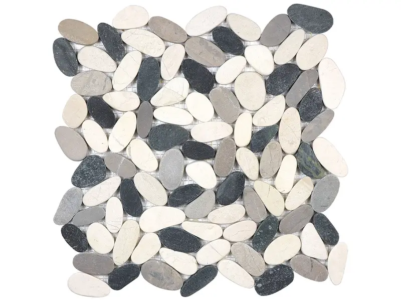 Anatolia - Natural Stone Mosaic Zen Tranquil Cool Blend Flat Pebble Matte 12" x 12"