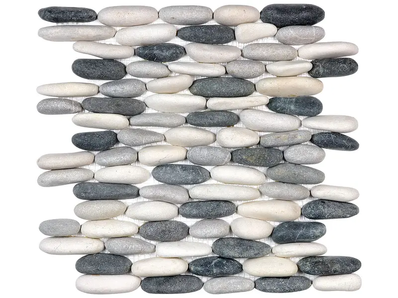 Anatolia - Natural Stone Mosaic Zen Tranquil Cool Blend Stacked Pebble Matte 10-1/2" x 12"