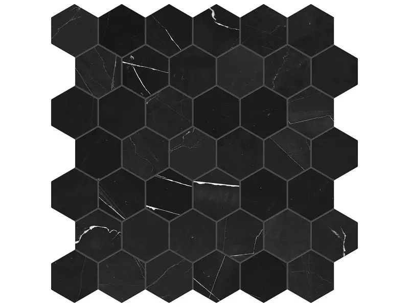 Anatolia Mosaic Galaxia Nero Hexagon Polished 12" x 12"