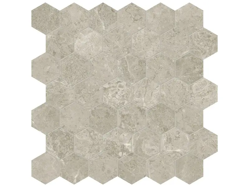2" Ritz Gray Hexagon Honed Marble Mosaic