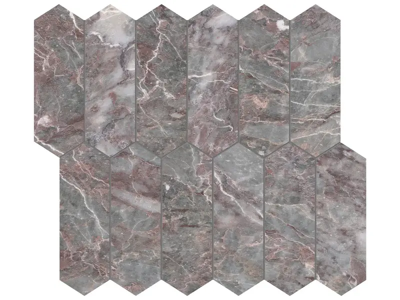 Anatolia Mosaic Sereno Burgundy Picket Honed 11" x 12"