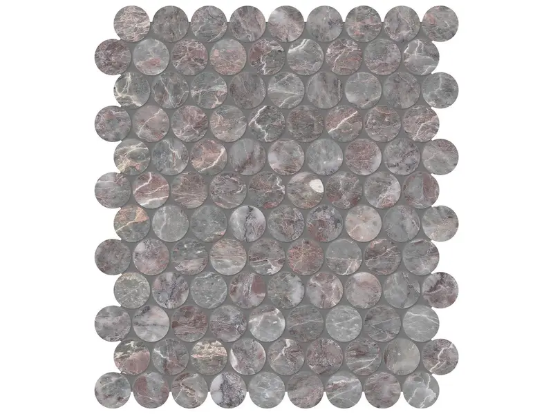 Anatolia Mosaic Sereno Burgundy Penny Round Honed 11" x 13"